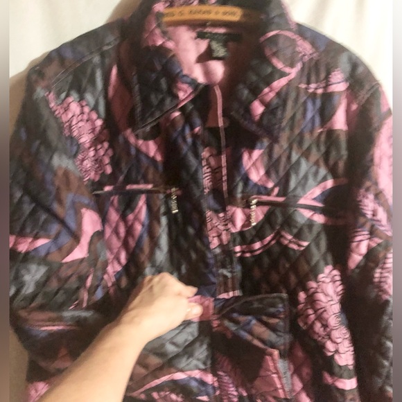 Silk-land Jacket Sz XL Silk Purple Button Down Trucker Quilted Warm Winter - Picture 7 of 15